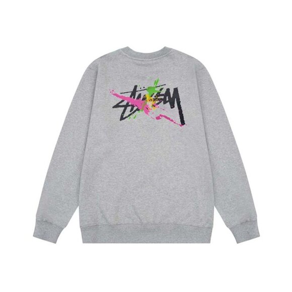 Men's Stussy New Grey Logo Cotton Sweatshirt - Picture 1 of 6
